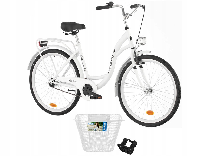 Rower miejski INDIANA Moena 26 cali damski Biały + Koszyk