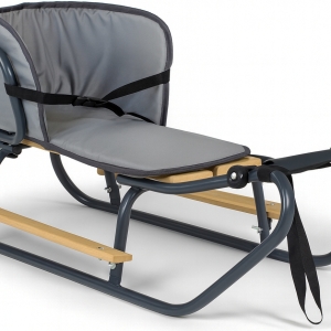 Sanki dziecięce z oparciem i materacykiem + podnóżki – kolor antracyt