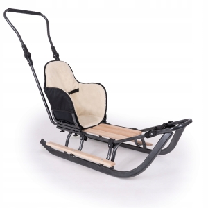 Sanki z oparciem pchaczem i ocieplaczem + podnóżki